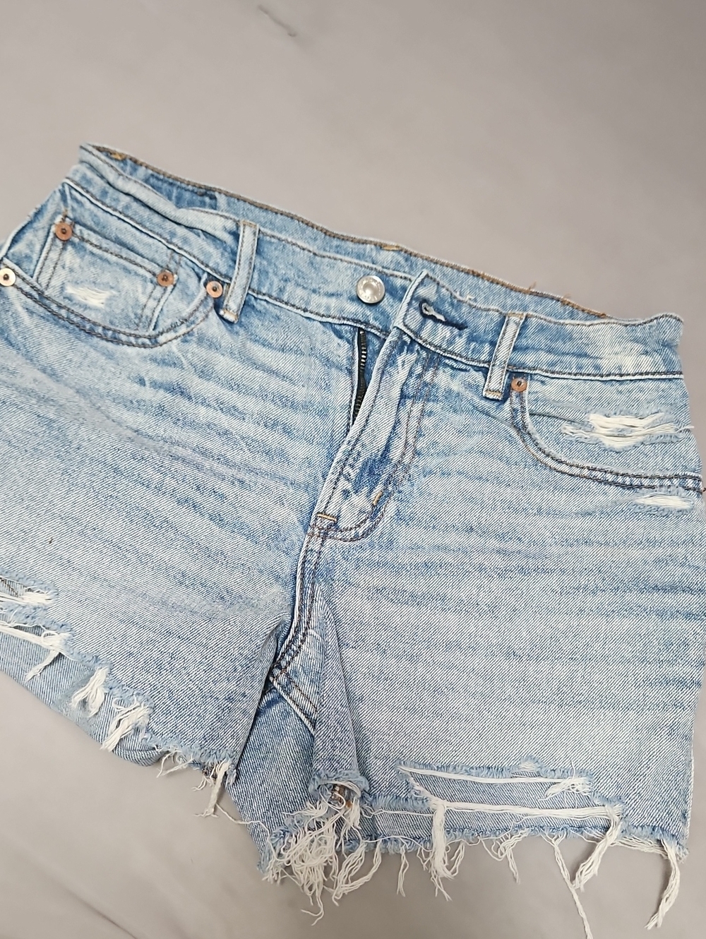 Frame Denim Light Blue Distressed Jean Cutoff Shorts